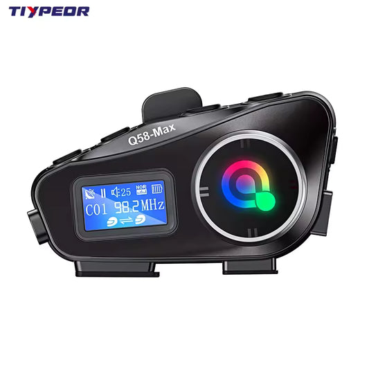 TIYPEOR Motorcycle Helmet BT Intercom LED Lighting