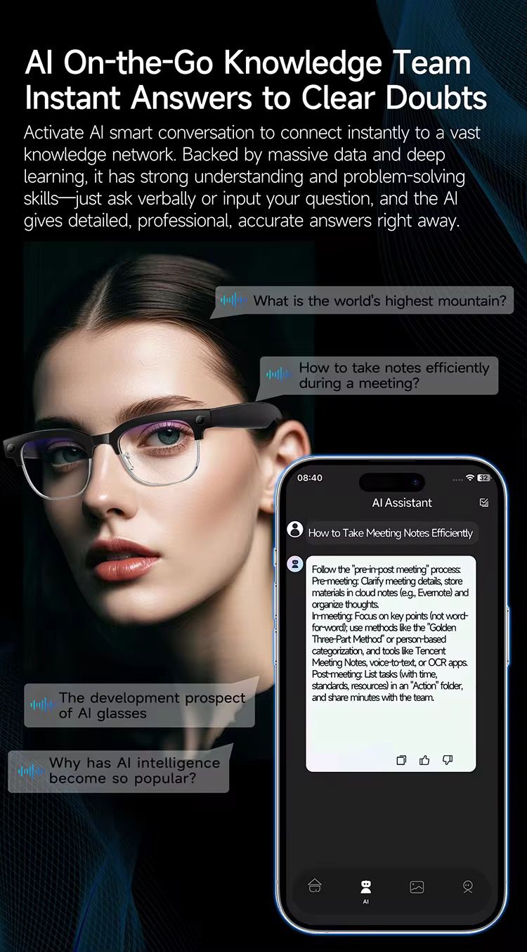 BDI Smart AI Camera Glasses W630