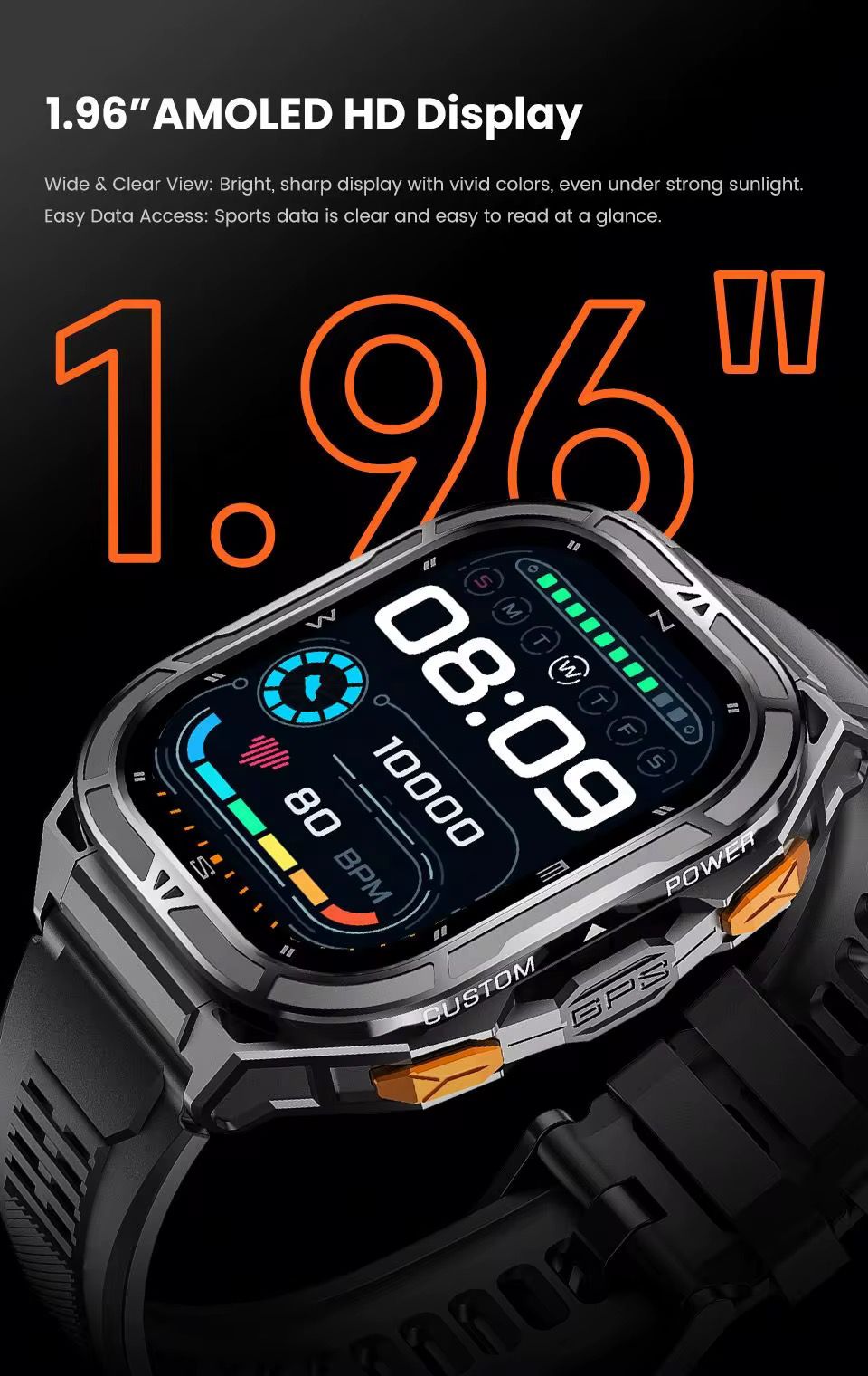 X5 Smart Watch – 1.96" AMOLED HD Display